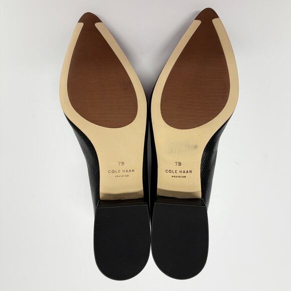 Cole Haan Vivian Black Leather Loafers Sze 7B Slip On Pointed Toe Classic Office - Picture 8 of 10